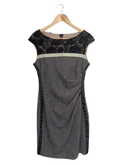 SANDRO FERRONE Damen Cocktailkleid Gr. 40/L Grau Elegant Spitze Midikleid