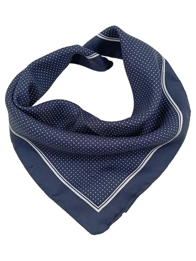 BOSS Hugo Boss Einstecktuch Seide Blau Weiß Punkte 100% Silk Made in Italy