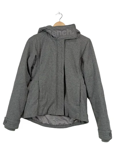Bench Damen Sweatjacke Gr. S grau meliert Kapuze Wolle Freizeit Herbst Winter