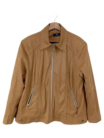 Fiora blue Damen Leichte Jacke Gr. 50;5XL Braun Lochmuster Casual