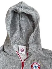 FC Bayern München Kinder Sweatjacke Kapuze Logo Print Grau Gr. 128 3
