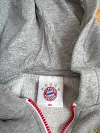 FC Bayern München Kinder Sweatjacke Kapuze Logo Print Grau Gr. 128 4