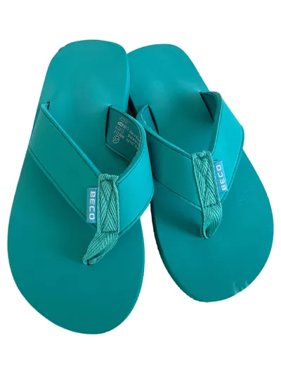 Beco Damen Badeschuhe Flip-Flops Gr. 37 Grün Casual Strand Pool
