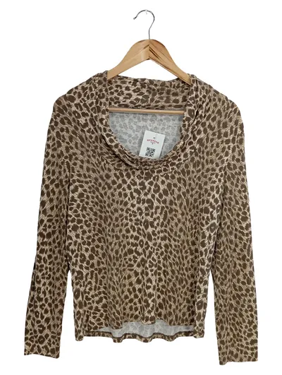AVITANO Damen Langarmshirt Gr. 36/S Braun Leopard Animal-Print Casual