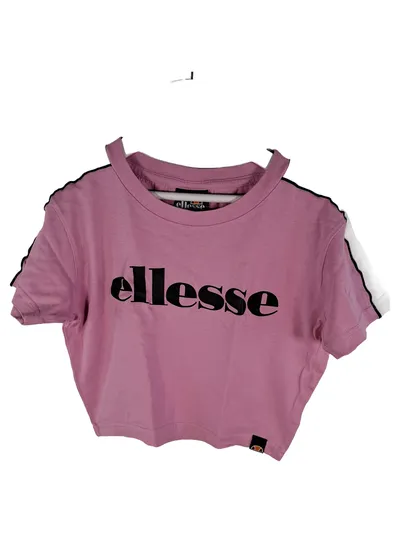 Ellesse Damen Crop Top T-Shirt Rosa Gr. M Logo Sportlich Kurzarm