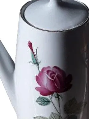 Colditz Porzellan Kaffeekanne Rosenmotiv Vintage Weiß Made in Germany