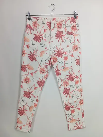 BLUE MONKEY Damen Jeans Wide Fit W30/38/M Mehrfarbig Floral Muster Casual