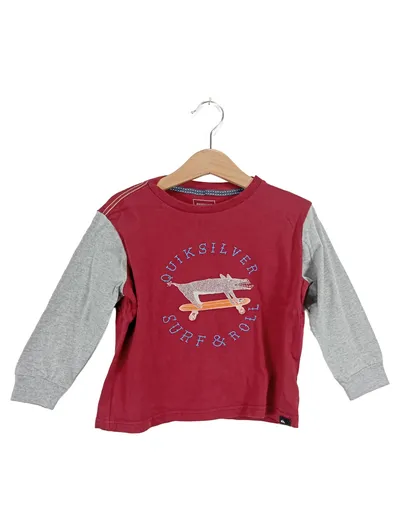 Quiksilver Kinder Langarmshirt Surf & Roll Fuchs Gr. 98 Rot Grau