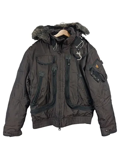 Wellensteyn Herren Winterjacke Braun Kapuze Fellkragen Gr. M/50