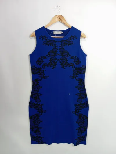 THOM Damen Businesskleid Gr. 40/L Blau Elegant Klassisch Florales Muster