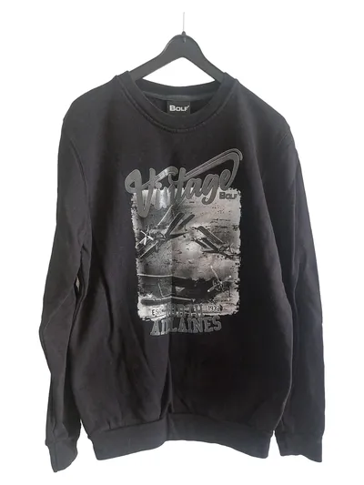 Bolf Herren Sweatshirt Vintage Schwarz Gr. L Baumwolle