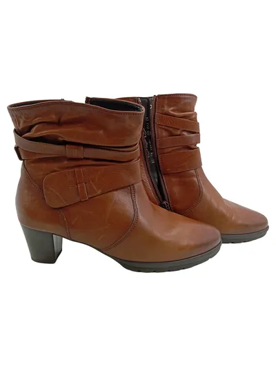 Gabor Damen Leder Stiefeletten Braun Gr. 39 Klassisch Reißverschluss 6cm