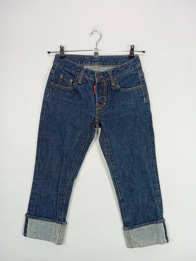 DSQUARED2 Damen Jeans Wide Fit Cropped W26/34/XS Blau Denim Capri Hose