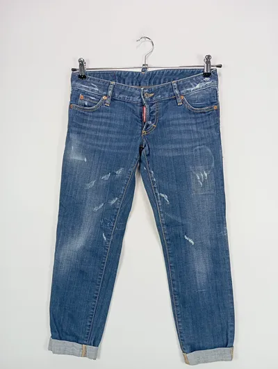 DSQUARED2 Damen Jeans Straight Leg Pat jean W31/40 Blau Casual