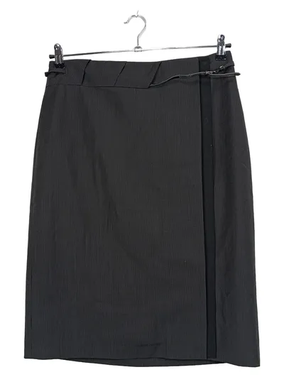 Beymen Business Damen Faltenrock Grau Kariert Wolle Midirock Gr. 40 L