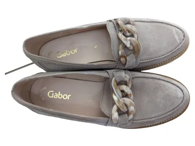 Gabor Slipper Damen Loafer Gr. 38 Beige Klassisch Bequeme Damenschuhe