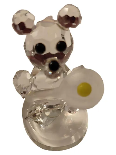 Crystal BOHEMIA Dekofigur Bär mit Spiegelei Glas Transparent Charmant