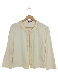 Joseph Ribkoff Damen Jacke Cardigan Gr. 38 M Beige Häkelborte Elegant 1