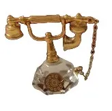 Crystal BOHEMIA Dekofigur Telefon Gold Klassisch Glas Metall Deko Figur