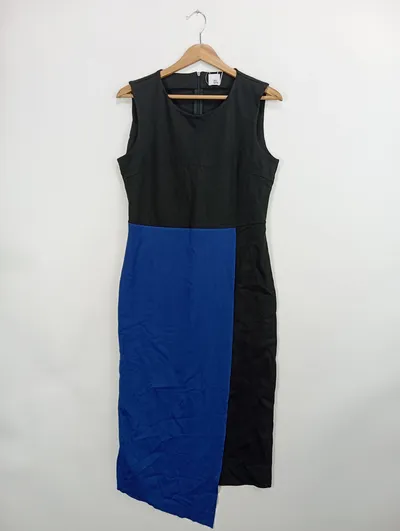 IRIS & INK Etuikleid Damen Gr. 38/M Schwarz Blau Elegant Business Midi