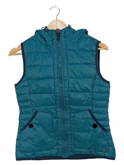 QS by s.Oliver Damen Steppweste Kapuze Petrol Gr. S 36
