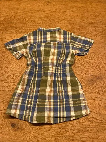 ZARA Blusenkleid Mädchen Gr. 74 kariert grün blau Baumwolle
