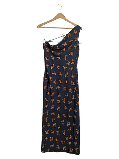 KEEPSAKE Damen Cocktailkleid One-Shoulder Blumen Gr. M/38 Schwarz Orange