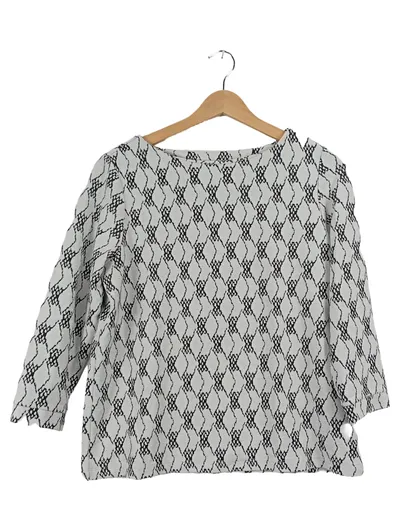 Street One Damen Bluse Gr. 38/M Weiß Schwarz Geometrisch 3/4-Arm