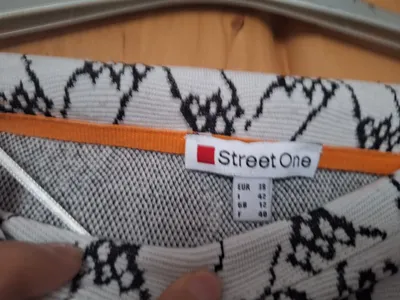 Street One Damen Bluse Gr. 38/M Weiß Schwarz Geometrisch 3/4-Arm