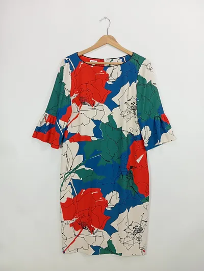 MAYERLINE Damen Freizeitkleid 36/S Mehrfarbig Florales Muster Elegant Vintage