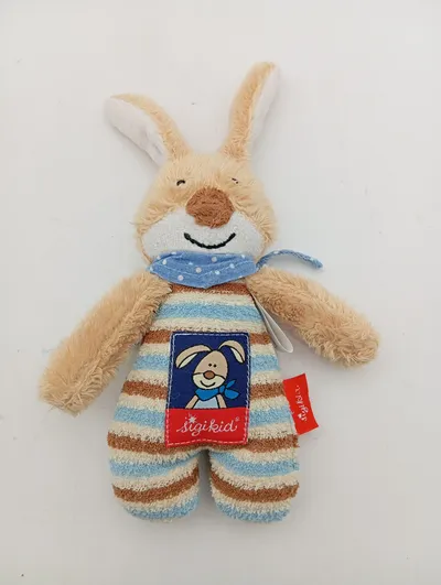 SIGIKID Baby Rassel Hase Mehrfarbig 19cm Greifling Stofftier Spielzeug