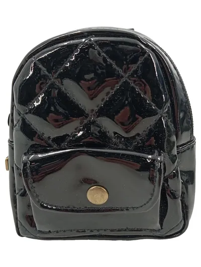 PICARD Damen Geldbörse Schwarz Elegant Gesteppt Leder Mini Rucksack Optik