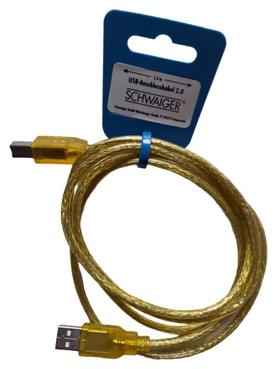 Schwaiger USB 2.0 Anschlusskabel Datenkabel Ladekabel 1,5m Gelb