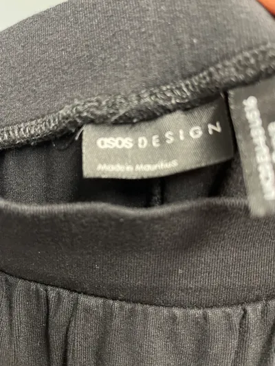 ASOS Design Stoffhose Damen Gr. 48 Schwarz Weites Bein Viskose