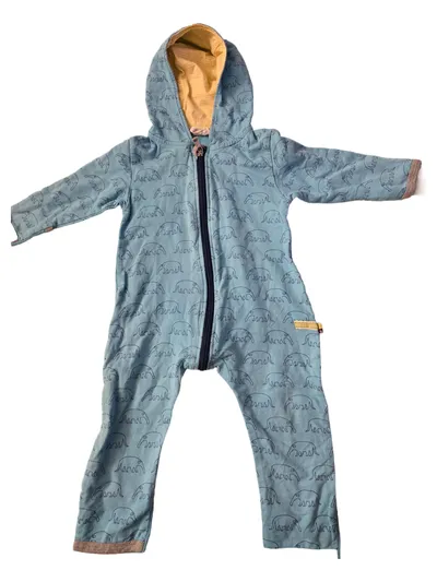Loud + Proud Baby Body Overall Gr. 74 Blau Elefanten Kapuze Reißverschluss