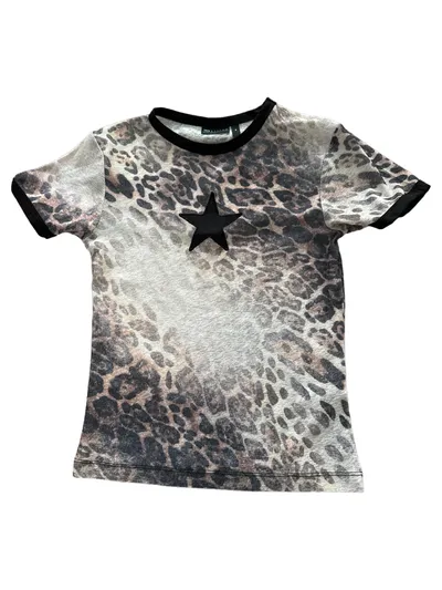 ASOS Damen T-Shirt Leopardenmuster Stern Animal-Print Mehrfarbig Gr. XXS