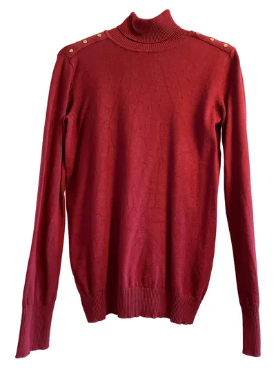 DELMAO Damen Rollkragenpullover Gr. 38 Rot Casual Langarm