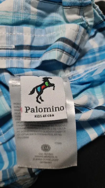 Palomino Kinder Hemd Gr. 92 kariert blau kurzarm Baumwolle
