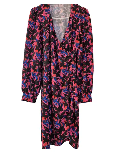 NAF NAF Damen Freizeitkleid Gr. 36 S Mehrfarbig Wickelkleid Feminin