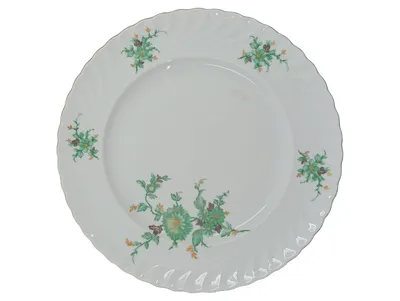 Royal Tettau Essteller Porzellan Blumenmuster Grün Weiß Klassisch