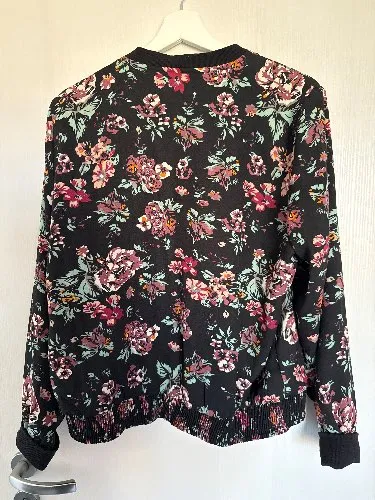 Vero Moda Damen Bomberjacke Blumenmuster L Schwarz Freizeit Casual Polyester