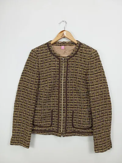 BASLER Damen Blazer Gr. 38/M Mehrfarbig Kariert Tweed Business Elegant