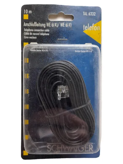 Schwaiger Telefon Anschlussleitung WE 6(4) Kabel 10m Schwarz