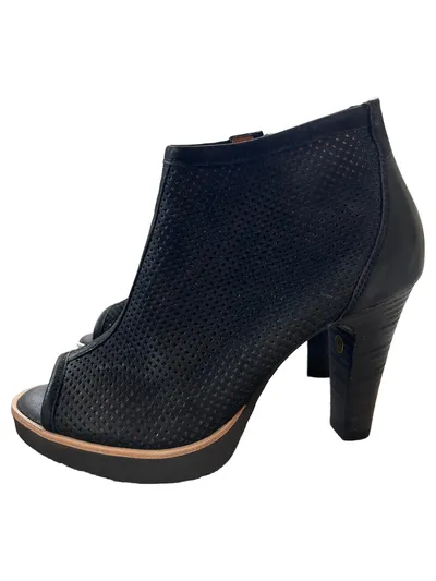 Paul Green Stiefelette Damen Gr. 37 Schwarz Elegant Peep-Toe Lochmuster