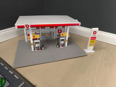Bburago Tankstelle Spielzeug Modell 02130 Diorama Station Service Center Grau