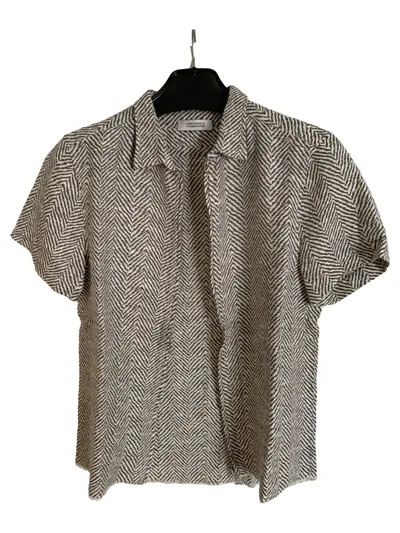 UNIFORMS FOR THE DEDICATED Damen Bluse 36/S Beige Casual Fischgrätenmuster