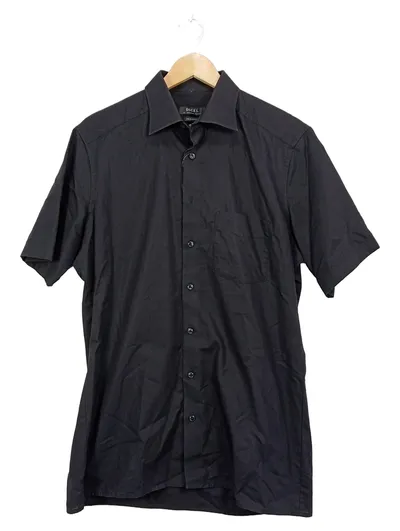 DIGEL Herren Business Hemd Kurzarm Schwarz Non Iron Gr. M/50