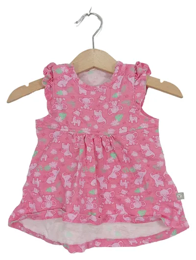 LIEGELIND Baby Mädchen Sommerkleid Gr. 62 Rosa Tiermotive Elefanten