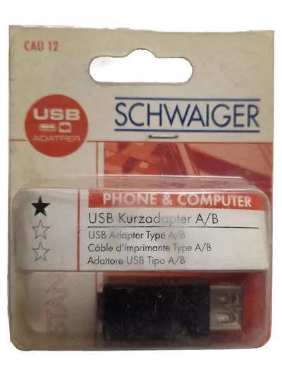 Schwaiger USB Adapter Kurzadapter A/B Stecker Buchse Schwarz