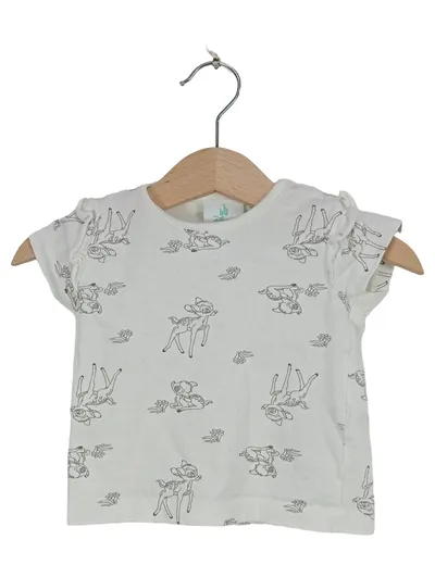 Disney Baby T-Shirt Bambi Gr. 62 Weiß Tiermotiv Rüschen Mädchen